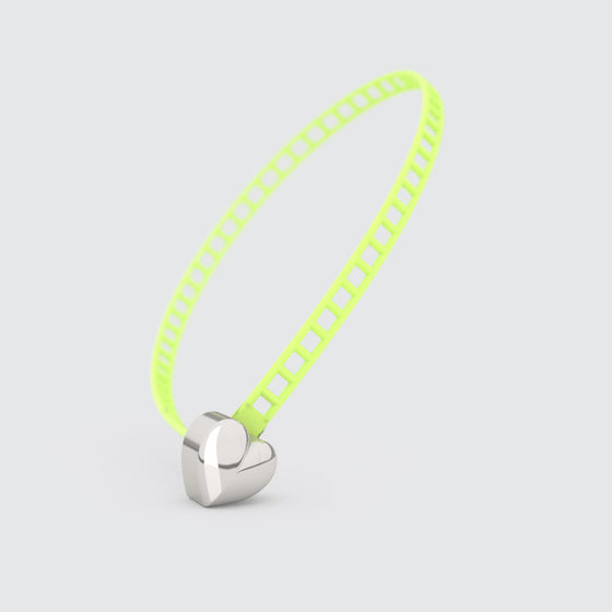 Yellow bracelet with silver heart clasp