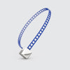 Blue bracelet with silver cube clasp