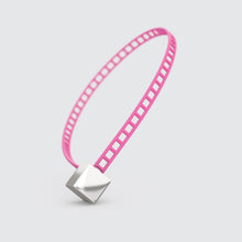  Pink bracelet with silver cube clasp