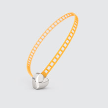  Orange bracelet with silver heart clasp