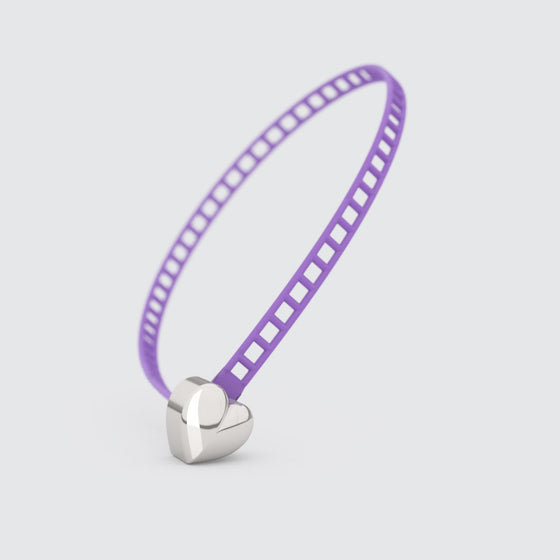Purple bracelet with silver heart clasp