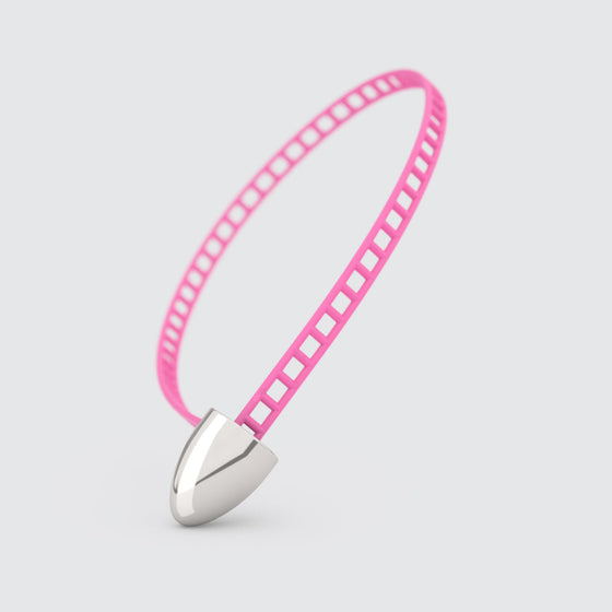 Pink bracelet with silver rocket clasp