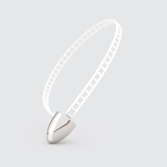 White bracelet with silver rocket clasp