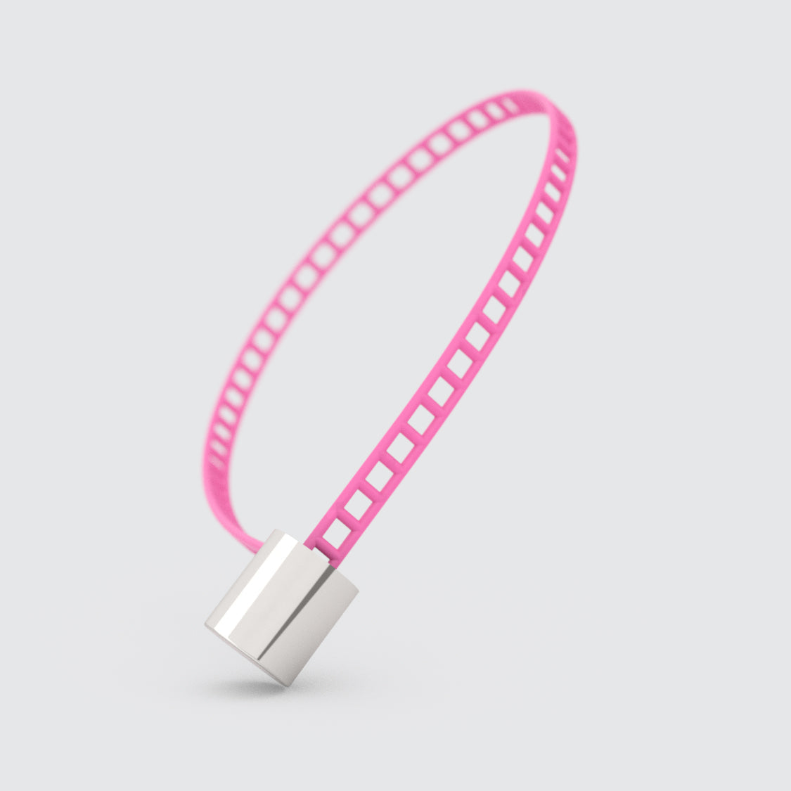 Pink bracelet with silver cirlce clasp